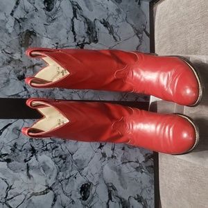 Red leather cowgirl boots